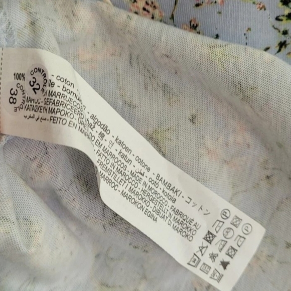 Zara Blue Floral Ruffle Sleeve A-Line T Shirt Dress Women's Size Medium - Picture 5 of 6